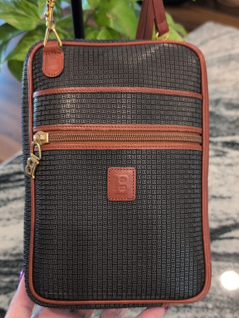 Bally B Monogram Messenger Crossbody Bag